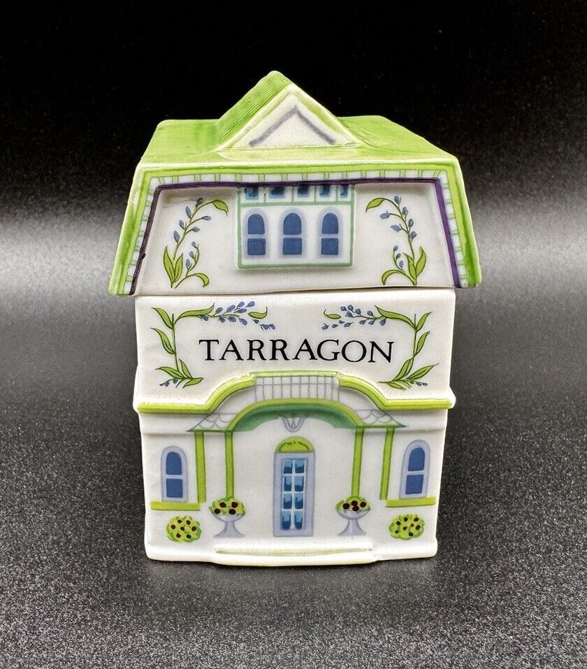 Tarragon The Lenox Spice Village Fine Porcelain House Jar 1989 Base, Lid 3” Tall