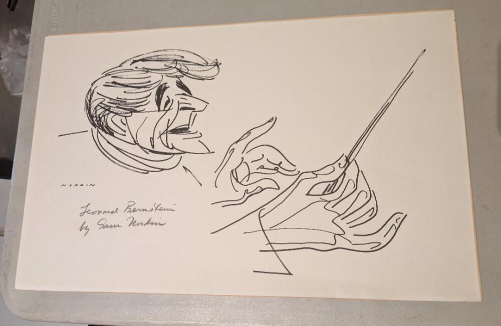 Leonard Bernstein Caricature  by famous artist Sam Norkin