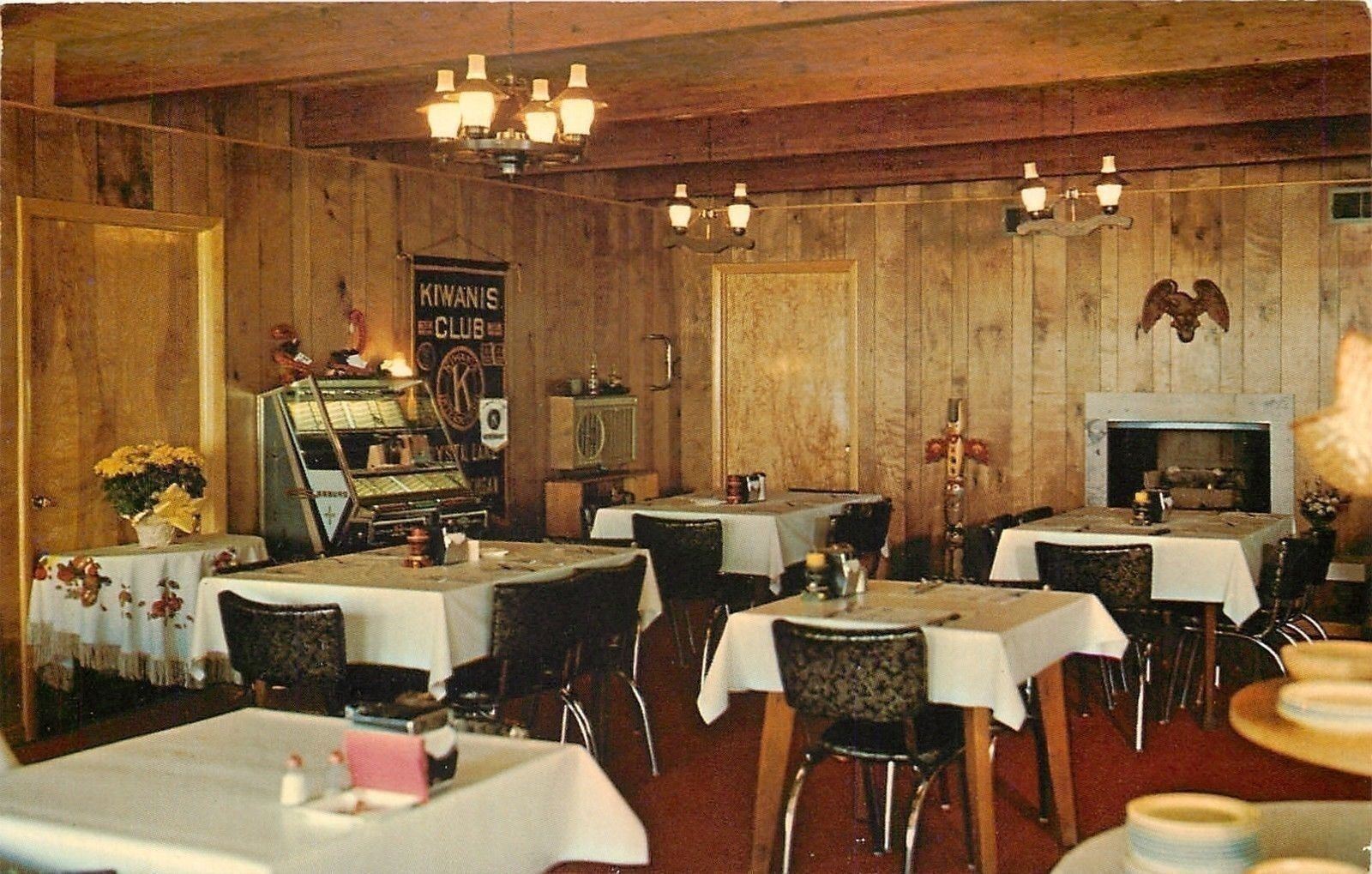 Honor MI~Money\'s Coffee Shop~Eagle & Fireplace~Seeburg Juke Box~Totem Pole~1960s