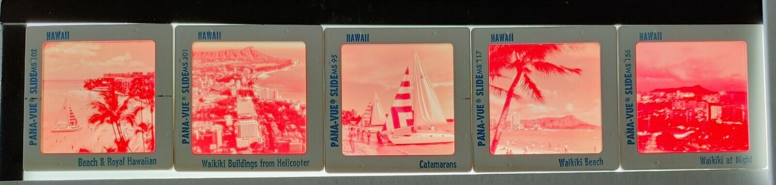 Vintage Pana-Vue 35mm Slides Waikiki Beach Hawaii Diamond Head Lot of 5 #22082