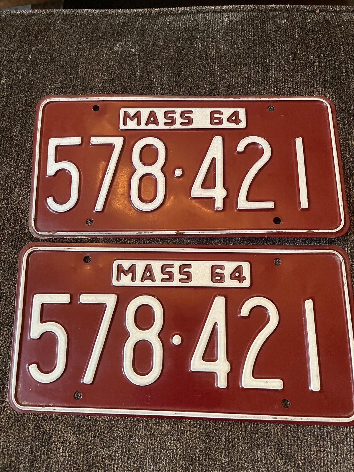 1964 Massachusetts License Plates In VERY Good condition Front& Back