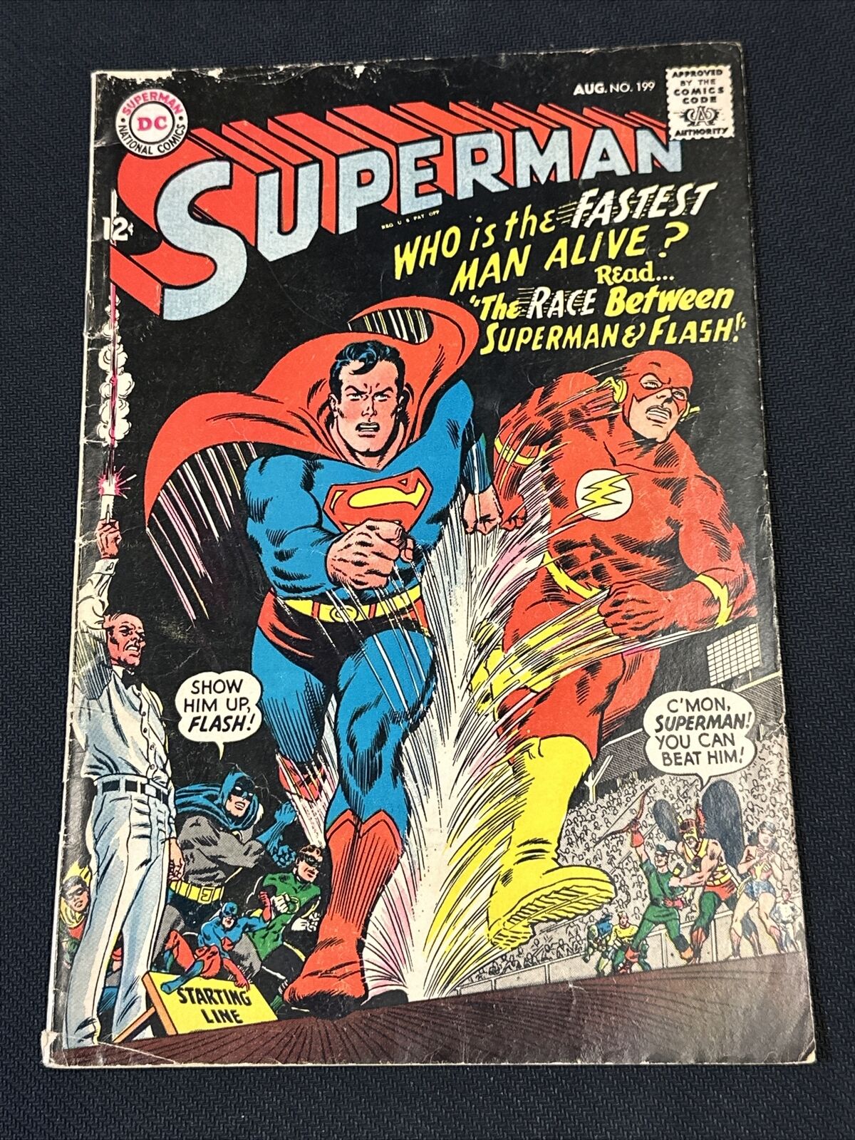 Superman #199 1967 Key DC Comic Book 1st Superman Vs. Flash Race KEY ISSUE