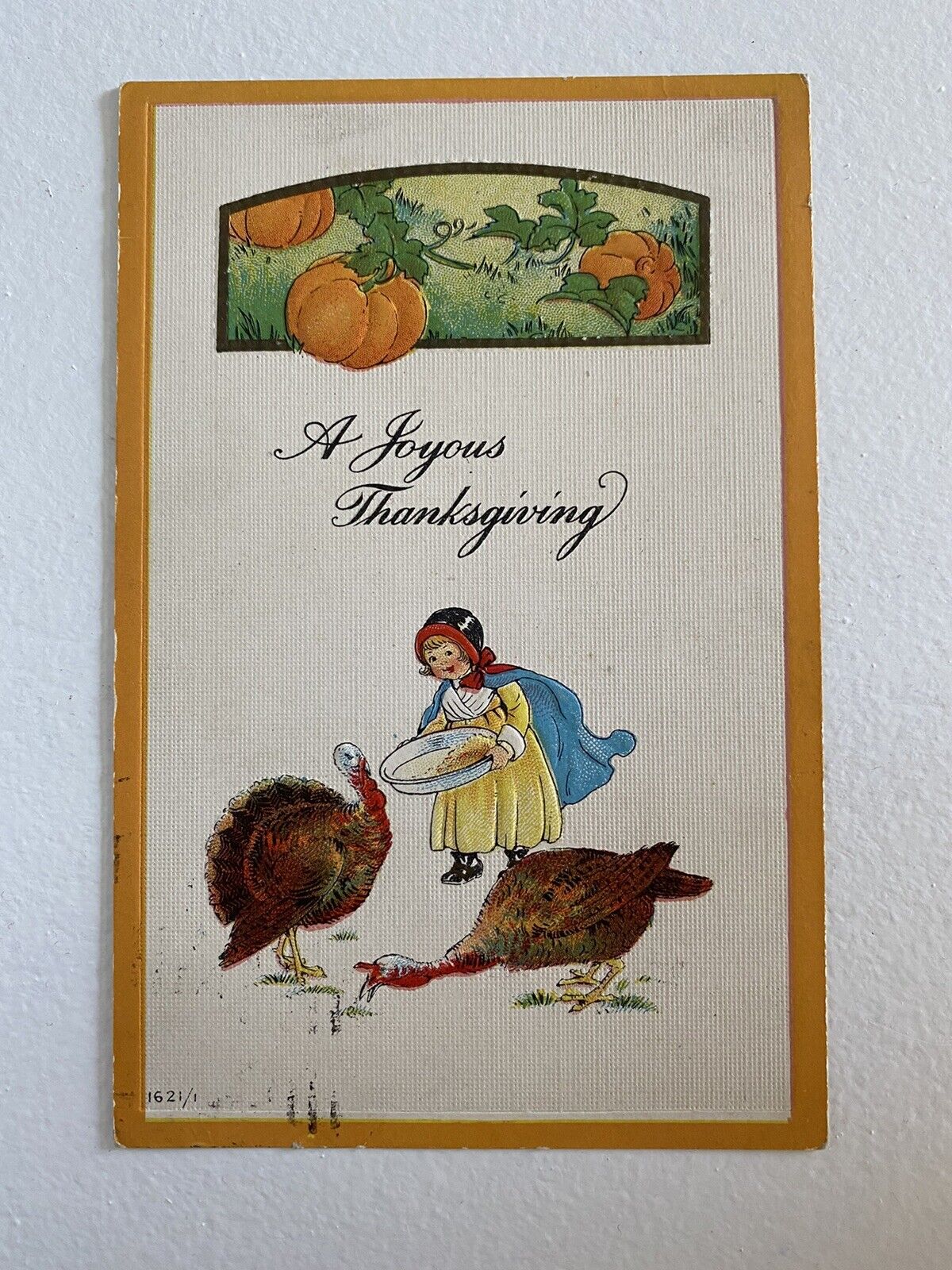 Rare 1913 Bergman NY - Thanksgiving Postcard Turkeys 1621/1, embossed.  Vintage
