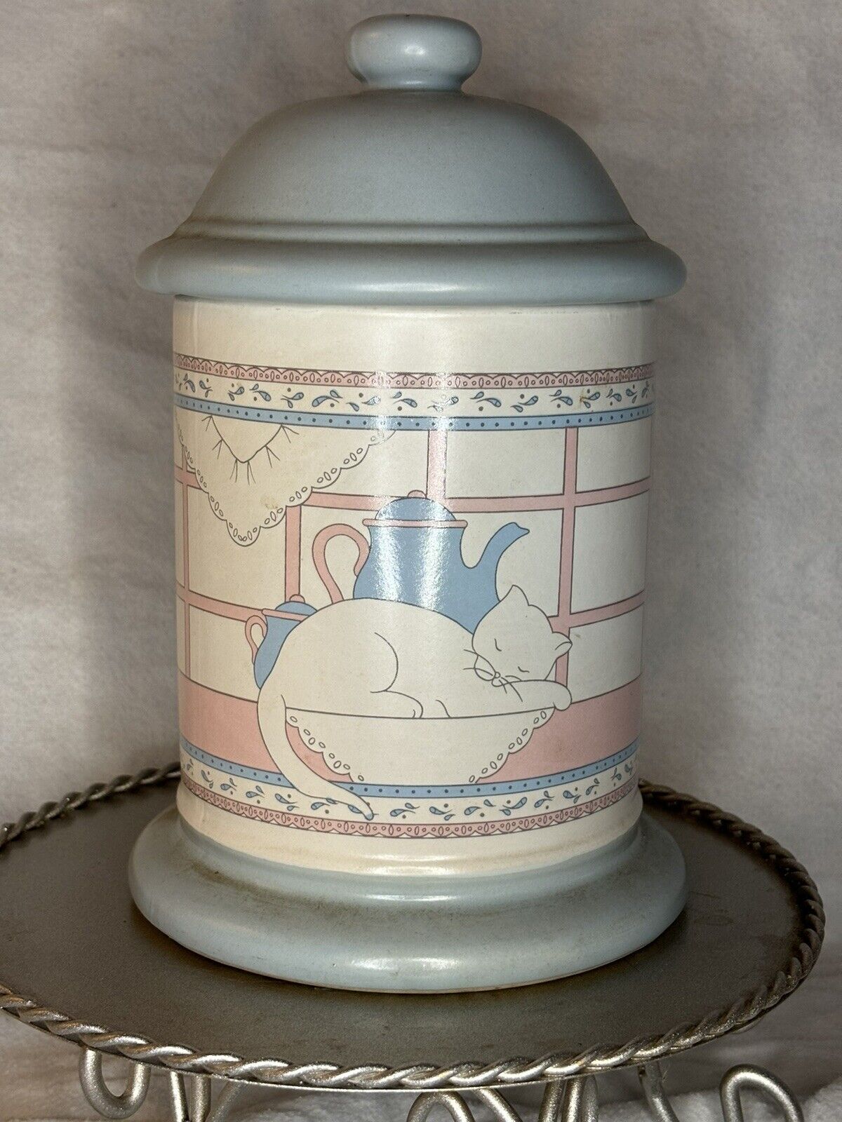 Vintage Kitty Cat Canister Only 1 Kitchen Canister House of Lloyd Blue Pink