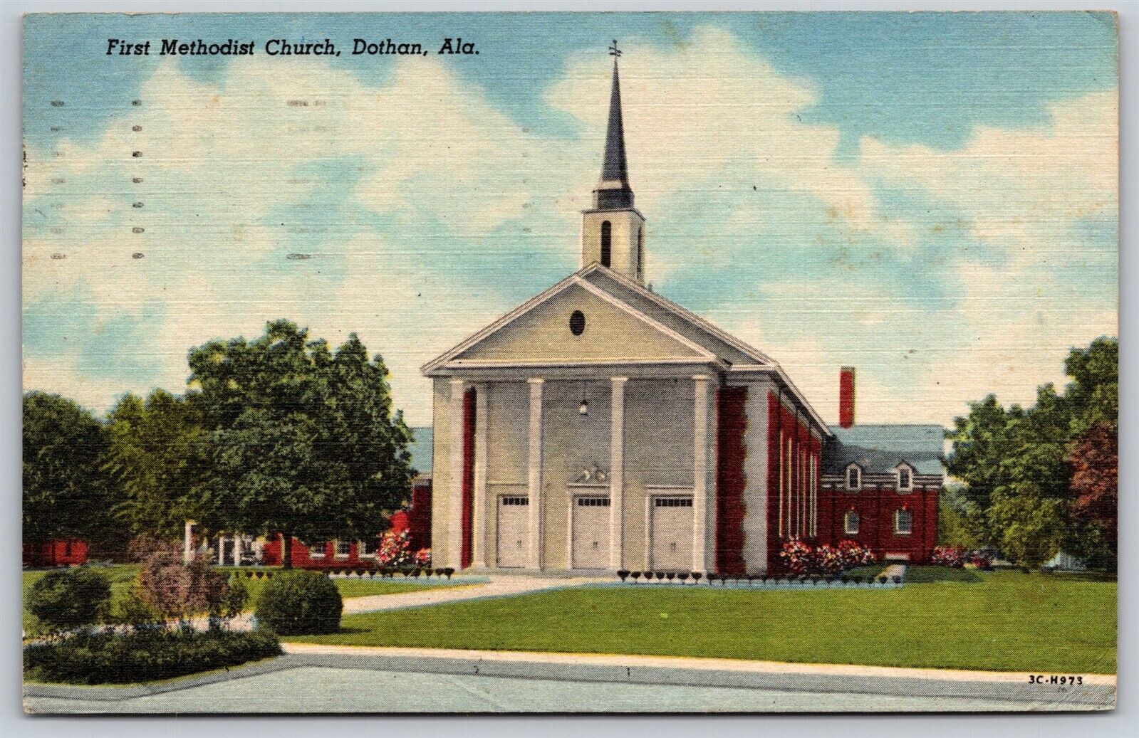 Postcard First Methodist Church, Dothan, Alabama linen 1957 T152