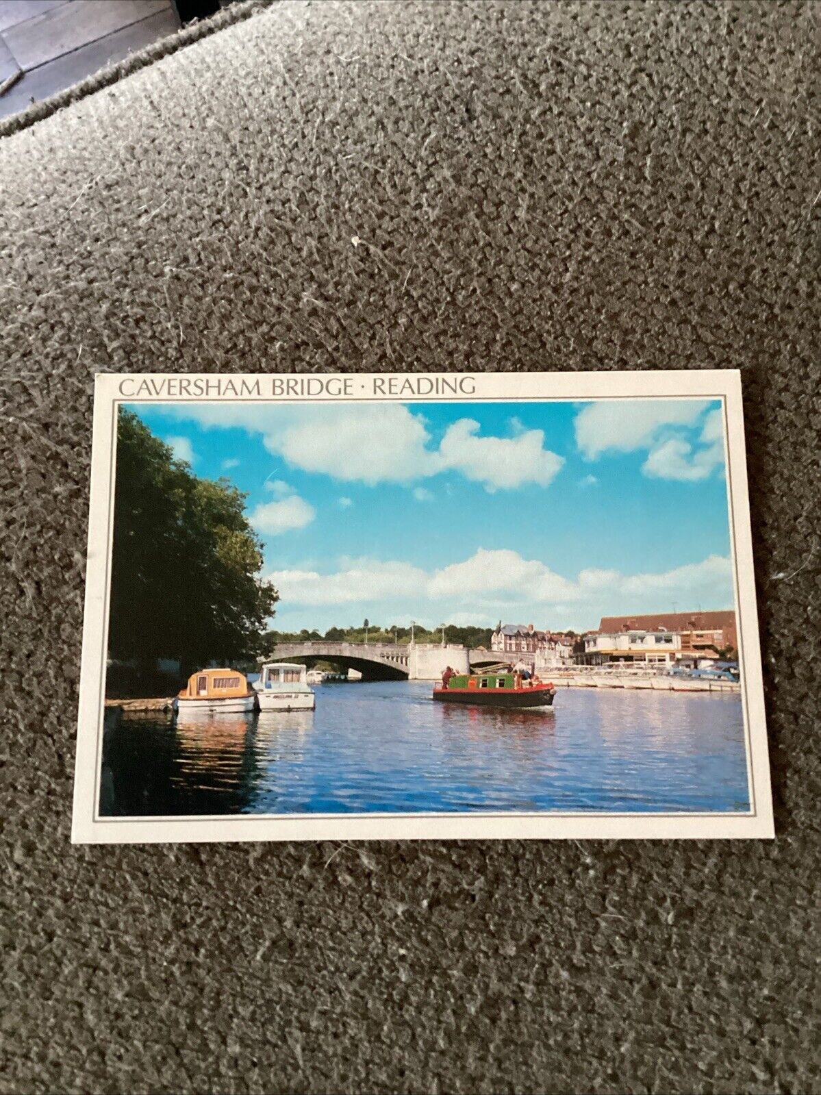 Caversham Reading England UK, River Thames Bridge & Boats, Vintage Postcard