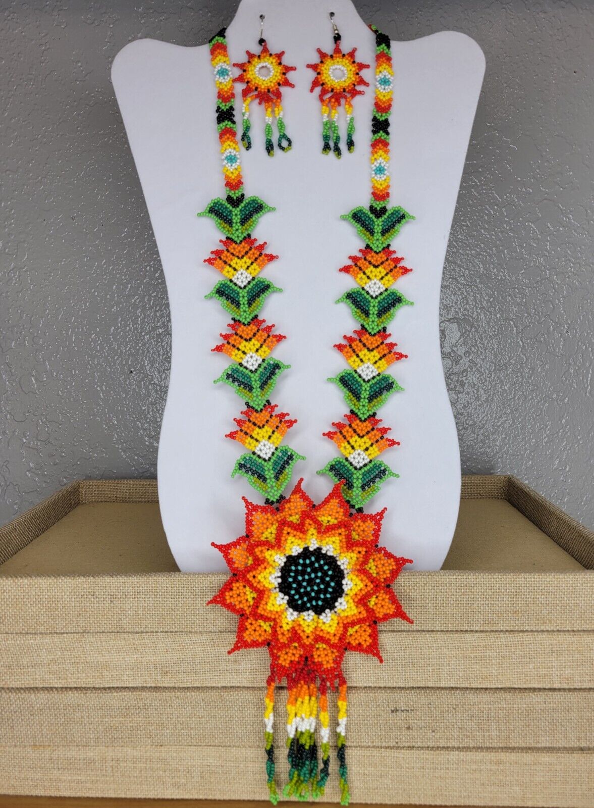 mexican beaded huichol necklace