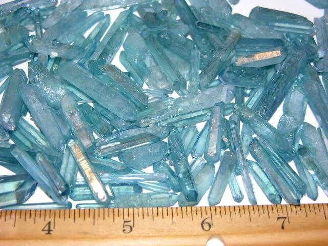 Aqua Aura terminated quartz crystals Brazil 0.75-1.25 inch 3 crystals per lot