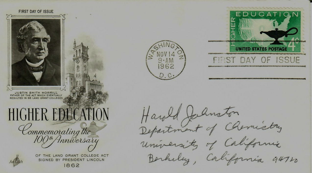 RARE “Atmospheric Chemistry Pioneer” Harold Johnston Hand Signed FDC Dated 1962