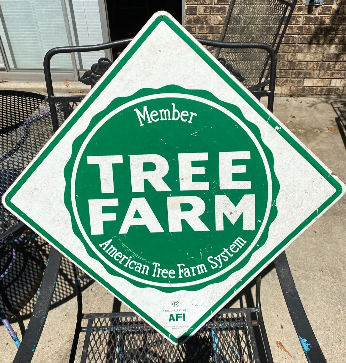 Vintage American Tree Farm System Member Composite Wood Sign by AFI 22”x22”