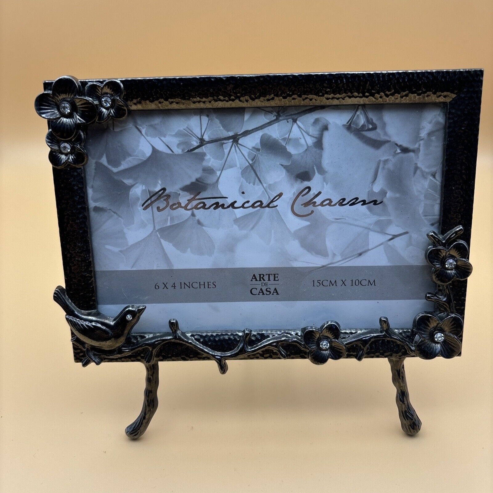 Arte De Casa Botanical Charm Silver Decorative Easel Frame 6”x4”