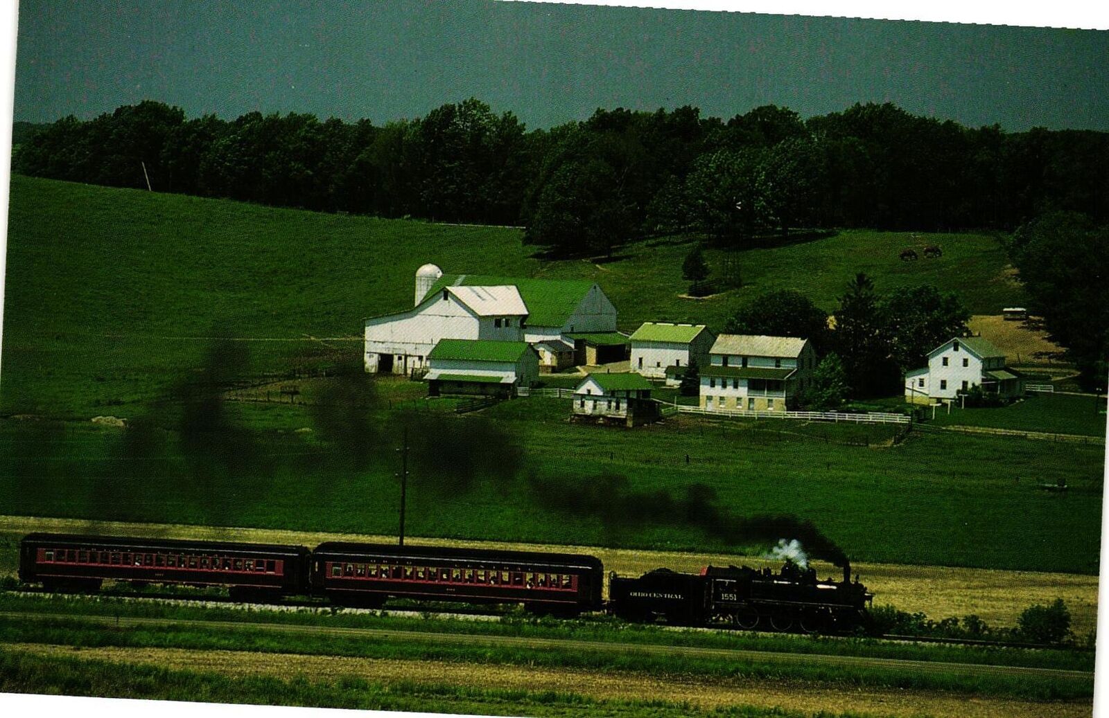 Vintage Postcard 4x6- Ex-Canadian National locomotive 1551, Amish countryside, H