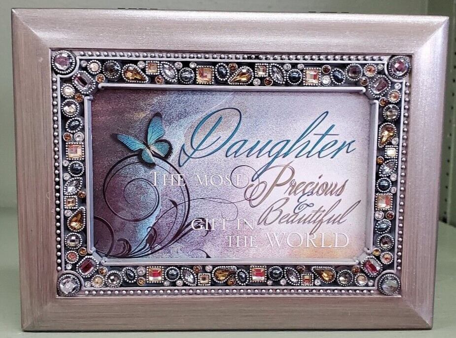 Precious Daughter Brushed Pewter Finish Jeweled Music Box You Light Up My Life