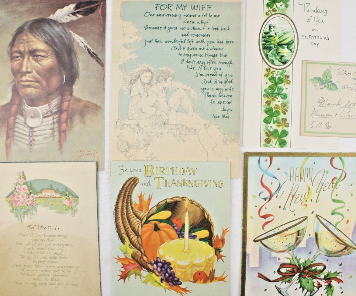 1920s-60s Lot 7 Vintage Greeting Cards St Patricks Day Lone Hawk Bill Hampton