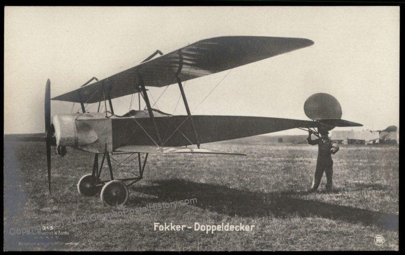 Germany Sanke 343 Fokker Doppeldecker Aircraft Airplane  RPPC 64366