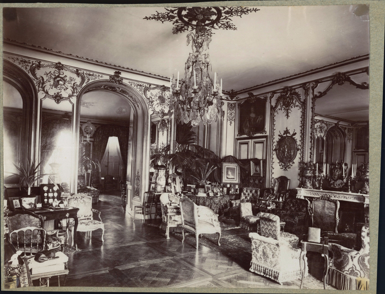 France, Yvelines, Château de Dampierre, a salon, ca.1880, vintage print print print