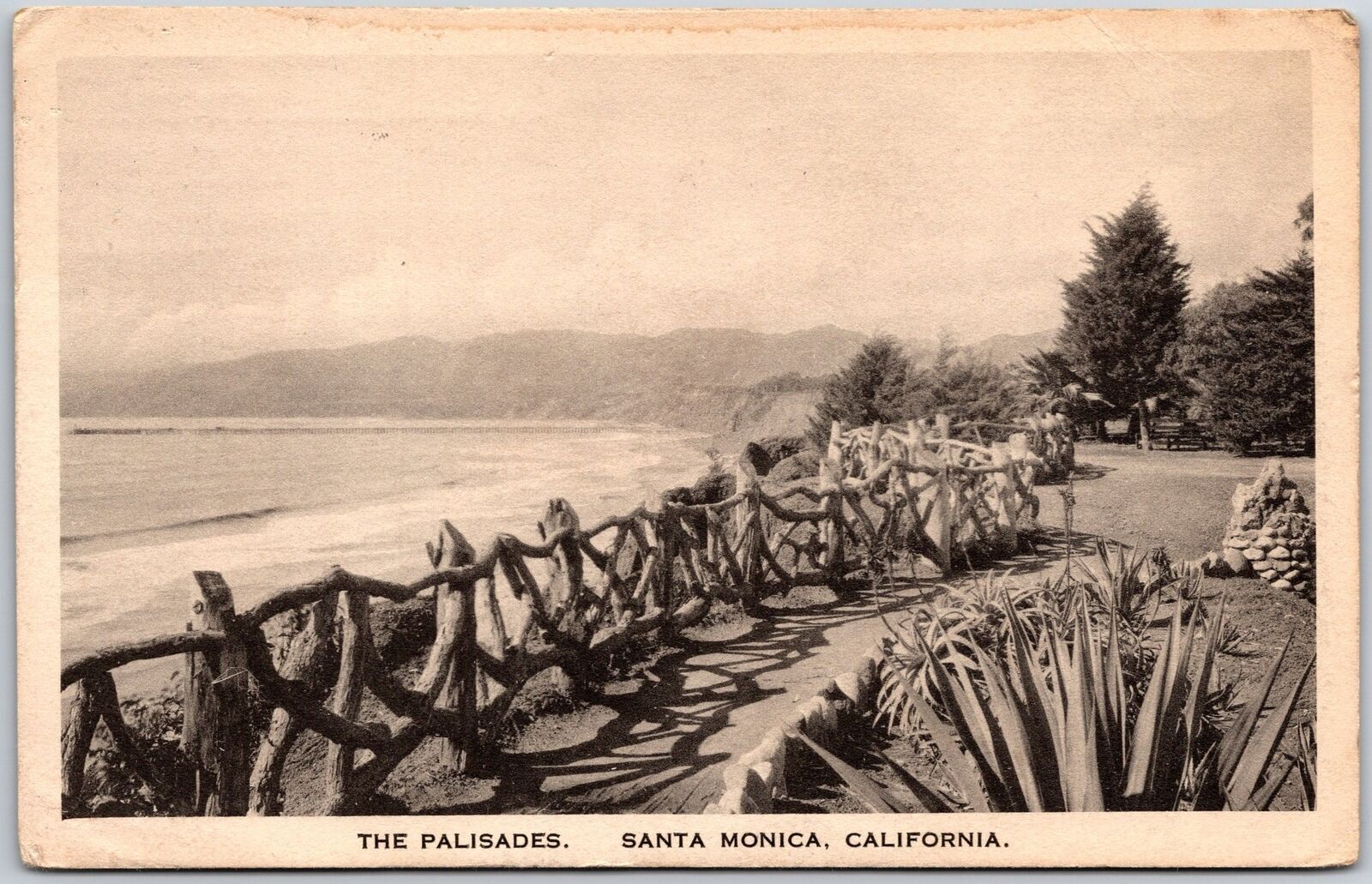 1922 The Palisades Park Santa Monica California Ocean View Posted Postcard