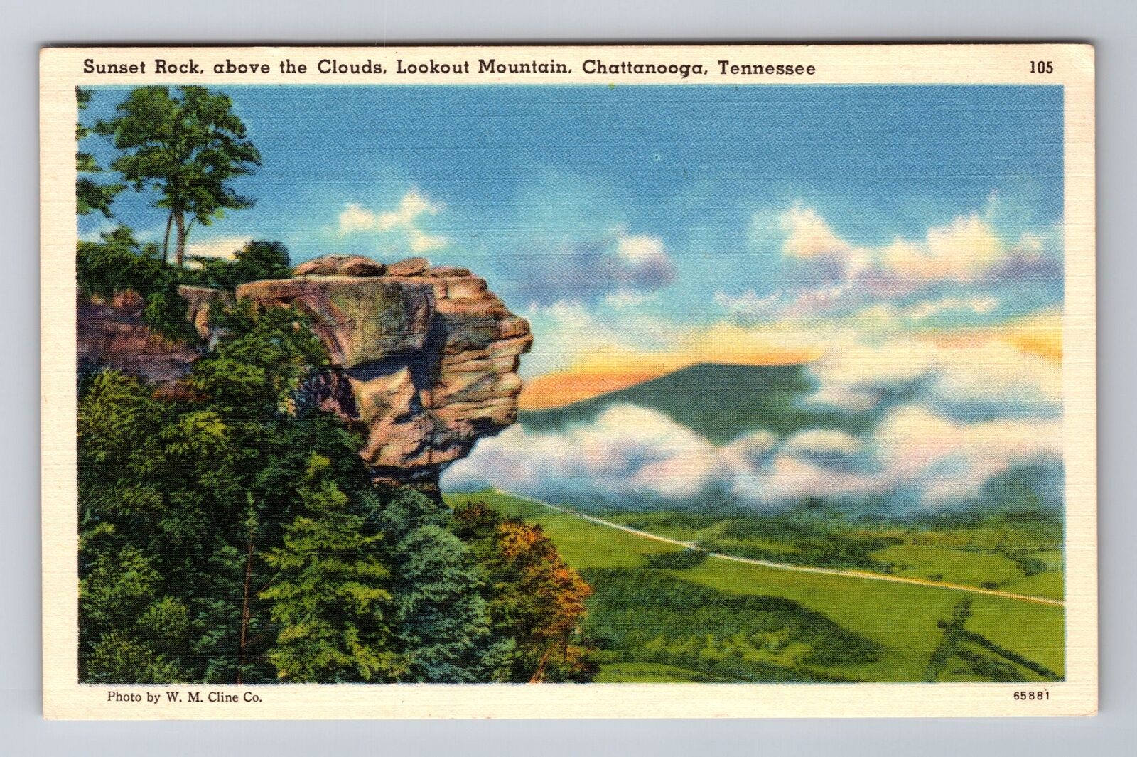 Chattanooga TN-Tennessee, Sunset Rock, Antique, Vintage c1953 Souvenir Postcard