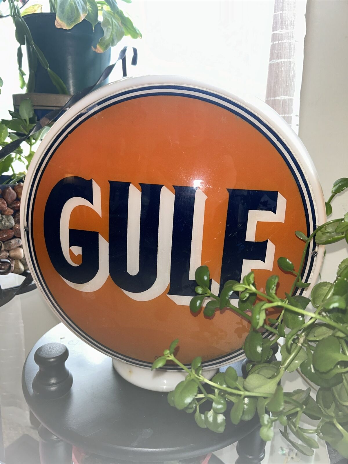 Vintage Gulf Globe Two Sided Glass Gulf Plates