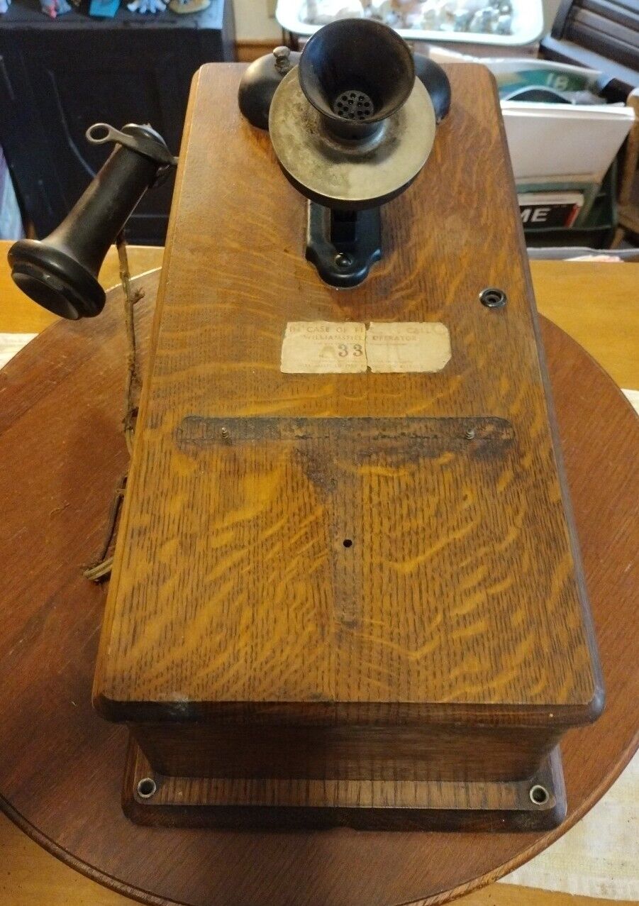 Antique Stromberg Carlson Wood Wall Telephone For Parts / Restore