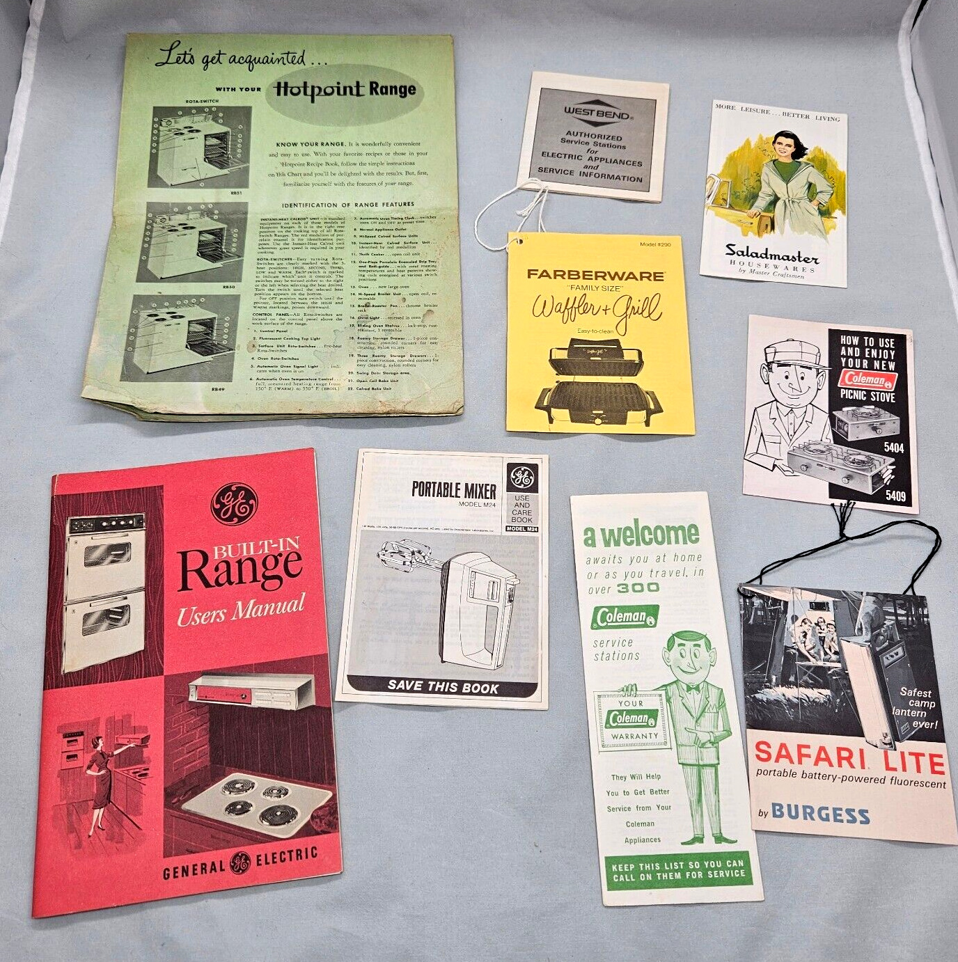 Vintage Mixed Lot Appliance & Camping User Service Manuals GE Coleman Warranty