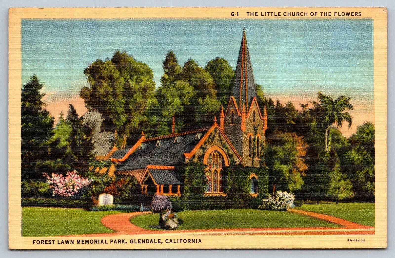 Postcard Glendale CA Little Church Of The Flowers Forest Lawn Memorial Park