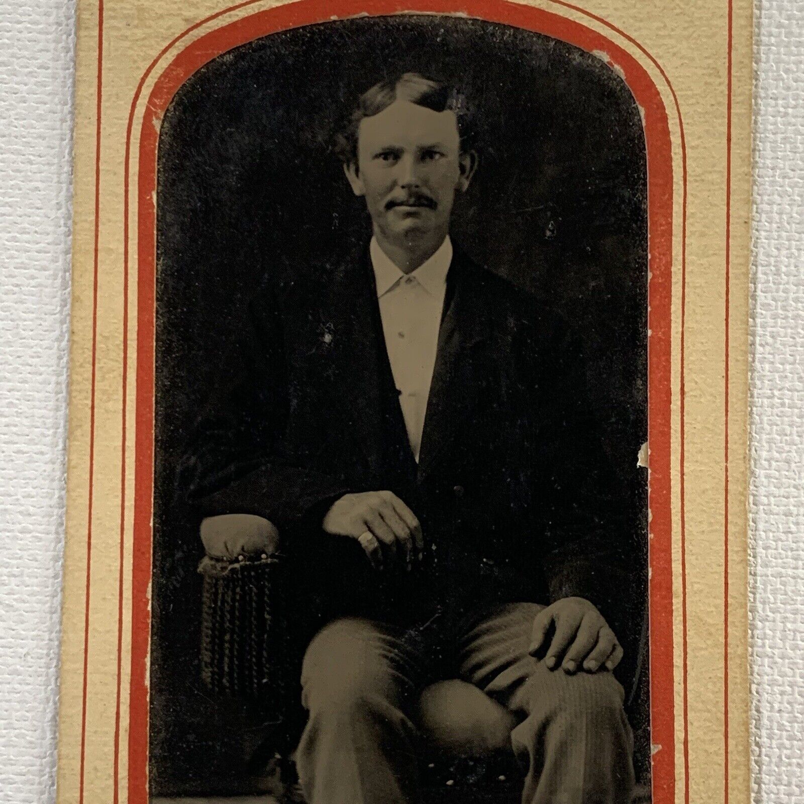 Antique Tintype Photograph Handsome Dapper Man Mustache