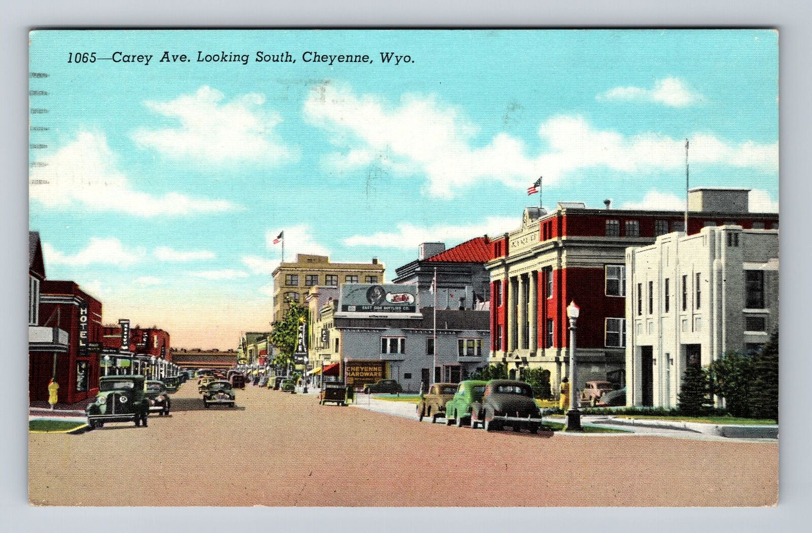 Cheyenne WY-Wyoming, Carey Ave Looking South, Hotel Vintage c1946 Postcard