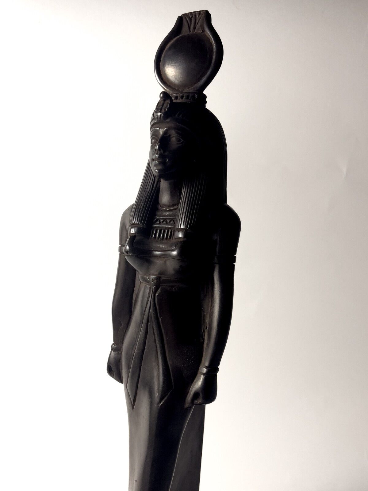 Hathor Goddess Statue with Sundisk (Symbol of beauty ) made from Egyptian Stone