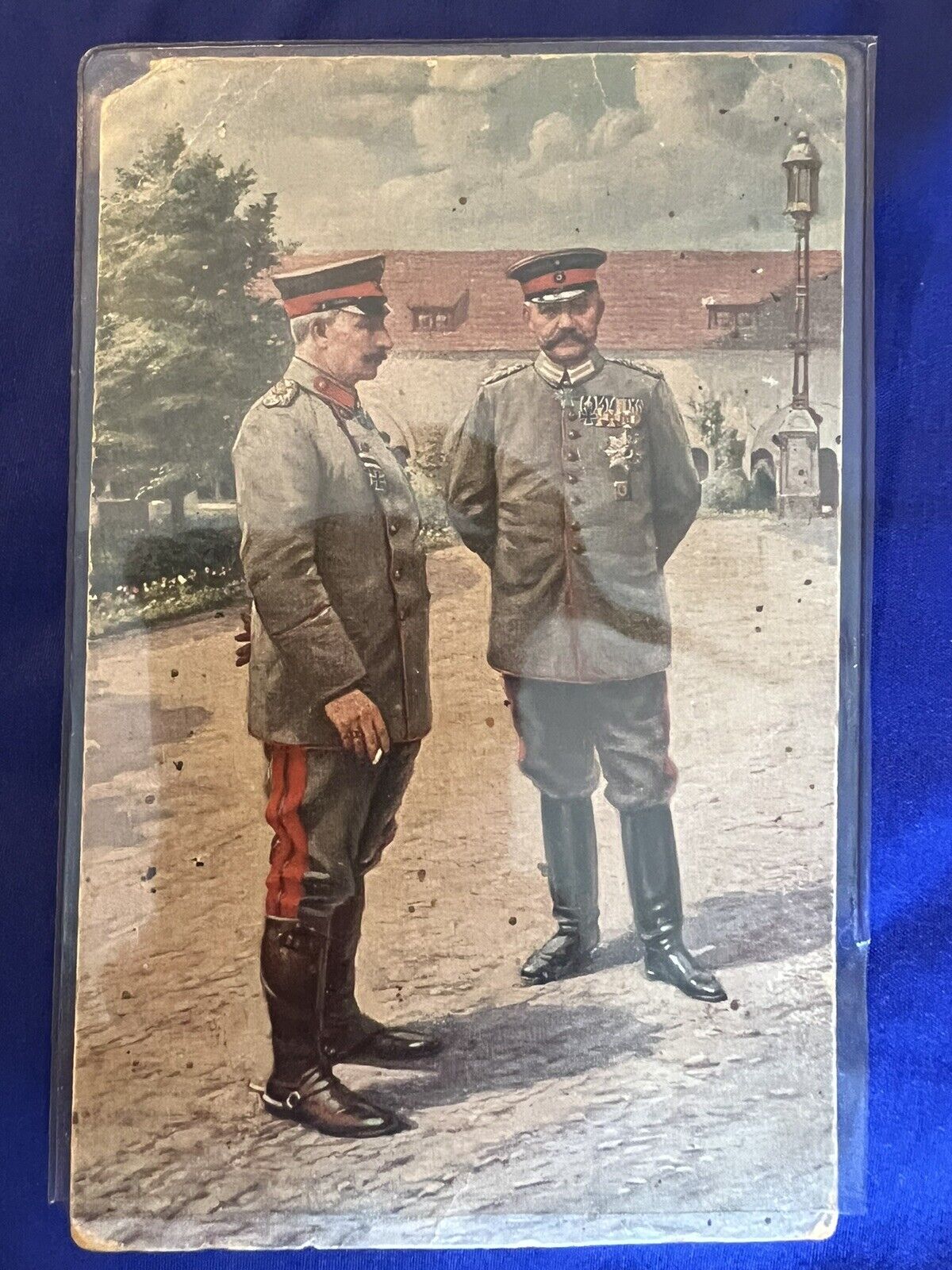 RARE ANTIQUE 1918 WWI World War I German Post Card Kaiser Wilhelm II Hindenburg