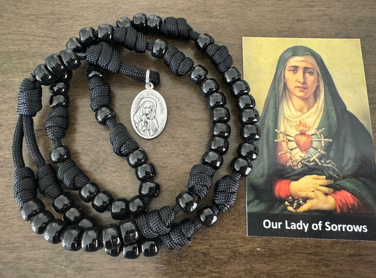 Seven Sorrows Catholic Chaplet -Durable Rosary- Mater Dolorosa Medal - Handmade