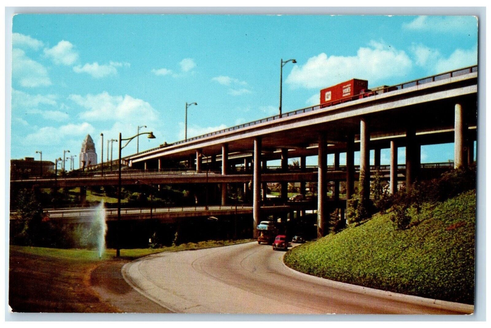 Los Angeles California CA Postcard Network Freeways Civic Center c1960 Vintage