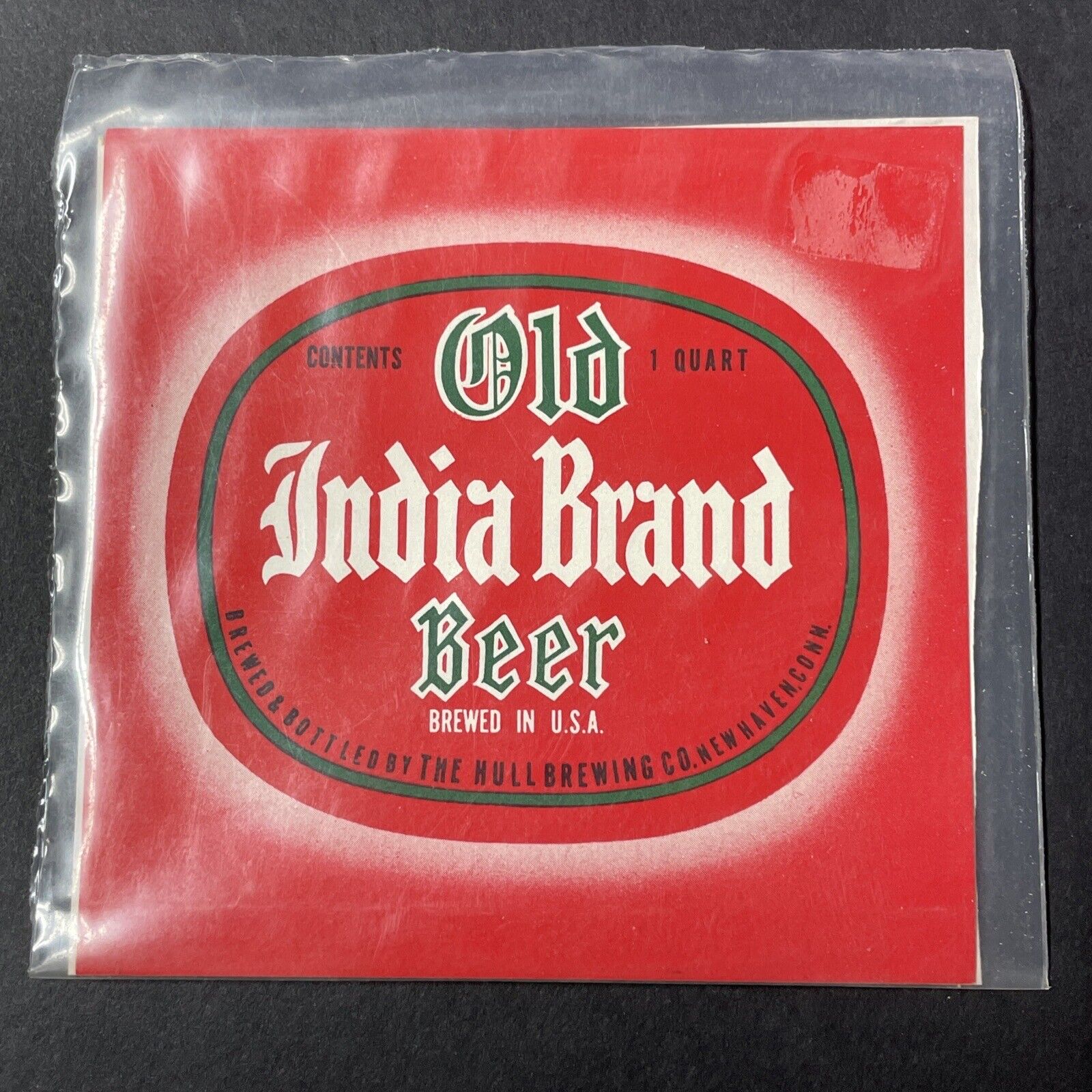 Vintage 1957 Old India Brand UNUSED Paper Label New Haven Connecticut Q2048
