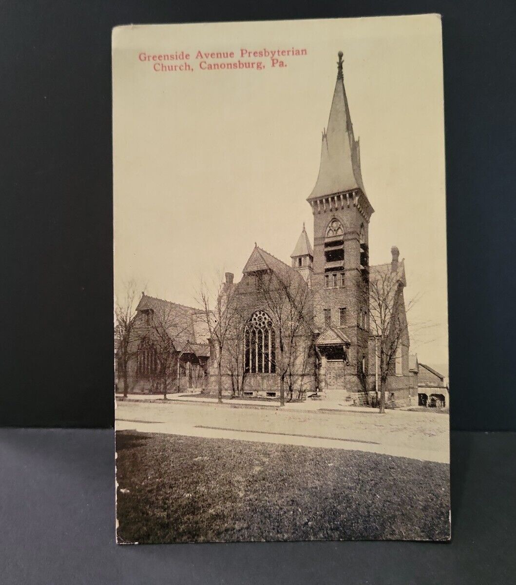1915 Cannonsburg PA GREENSIDE AVE. PRESBYTERIAN CHURCH Real Photo Rppc Postcard 