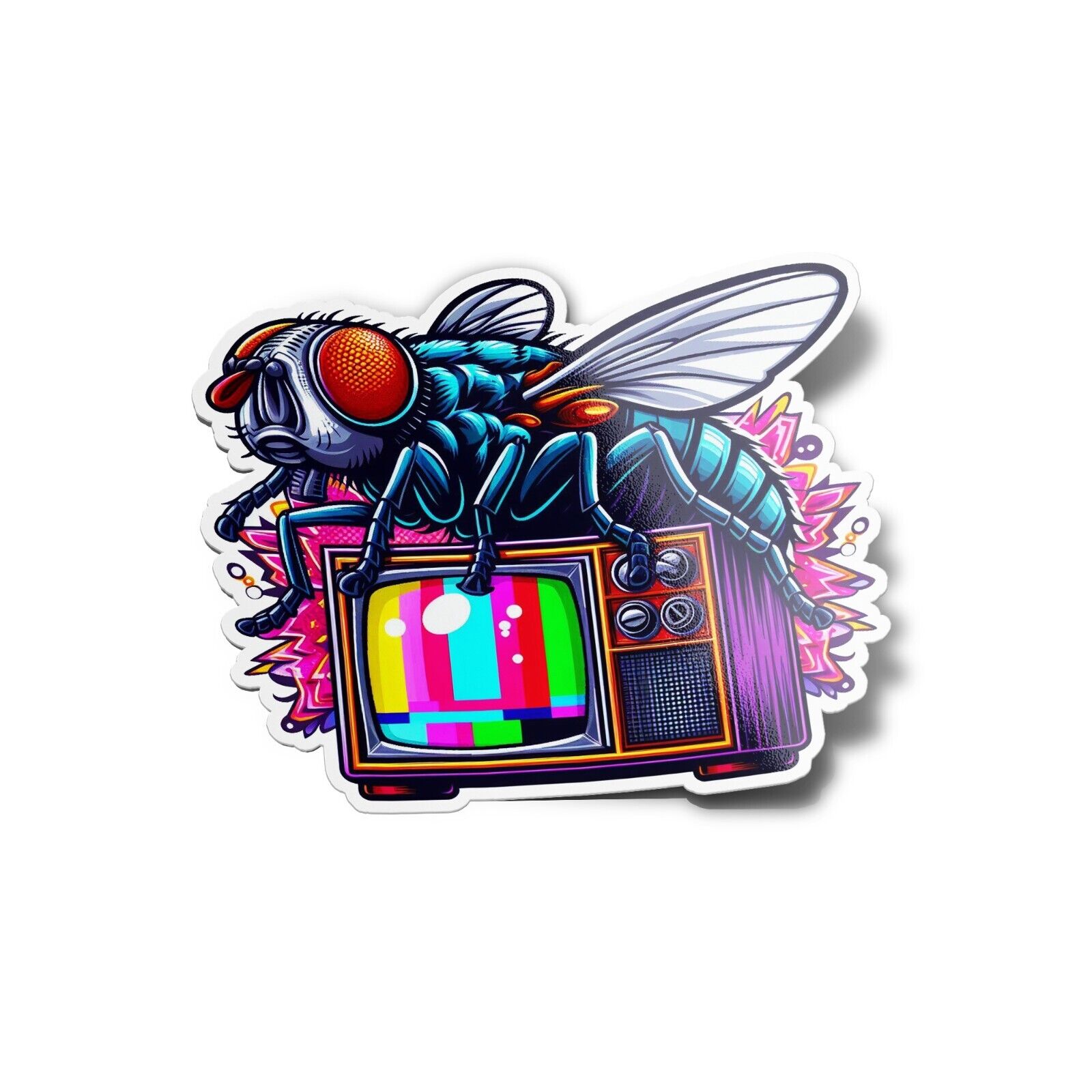 x5 Pack STICKERS Vinyl TV is Shit Fly TV Vintage No Signal 8cm