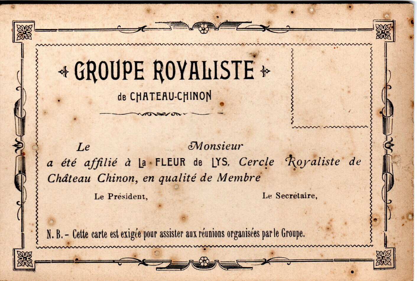 Map - Royalist Group of CHATEAU-CHINON (58)