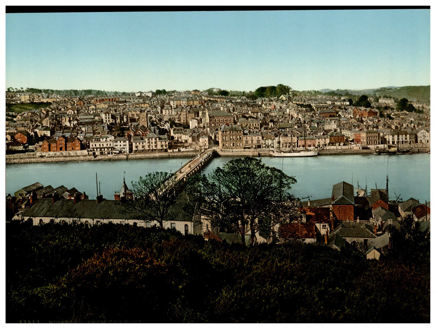 England. Bewdley. Bideford from the Fort.  Vintage Photochrome by P.Z, Photoch