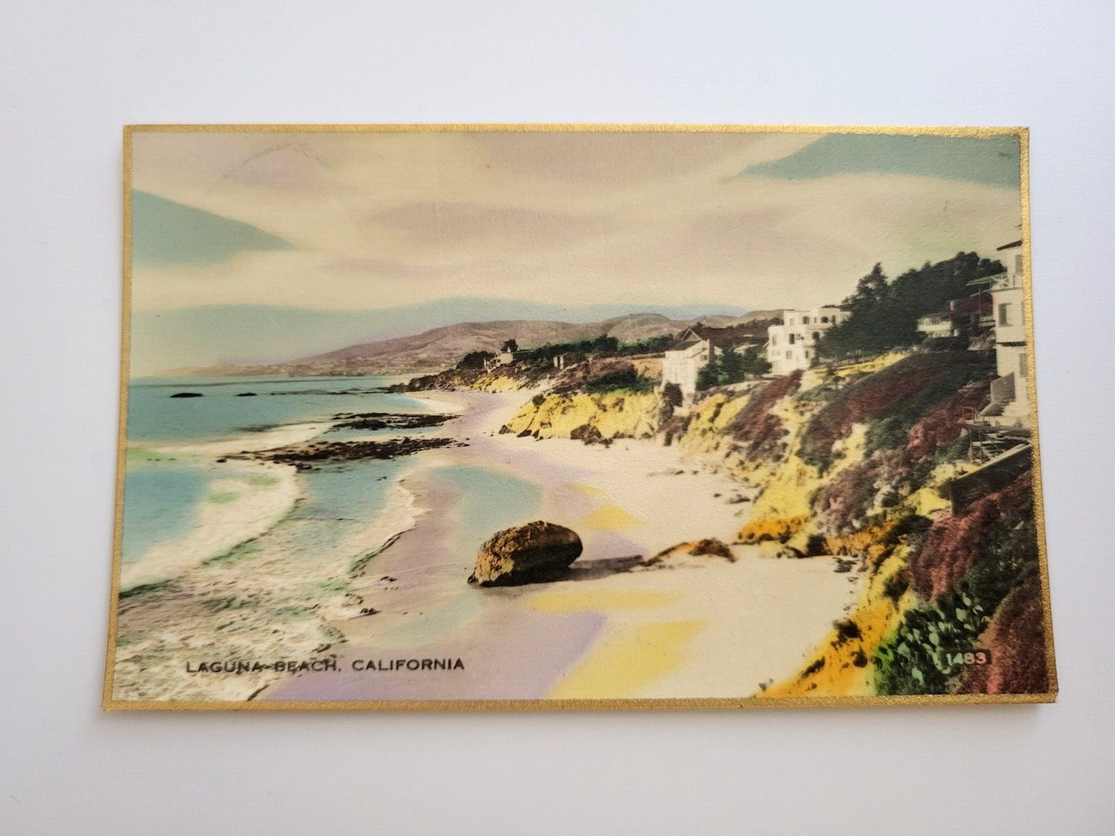 Vintage Postcard Genuine Hand Colored Photograph  Laguna Beach California