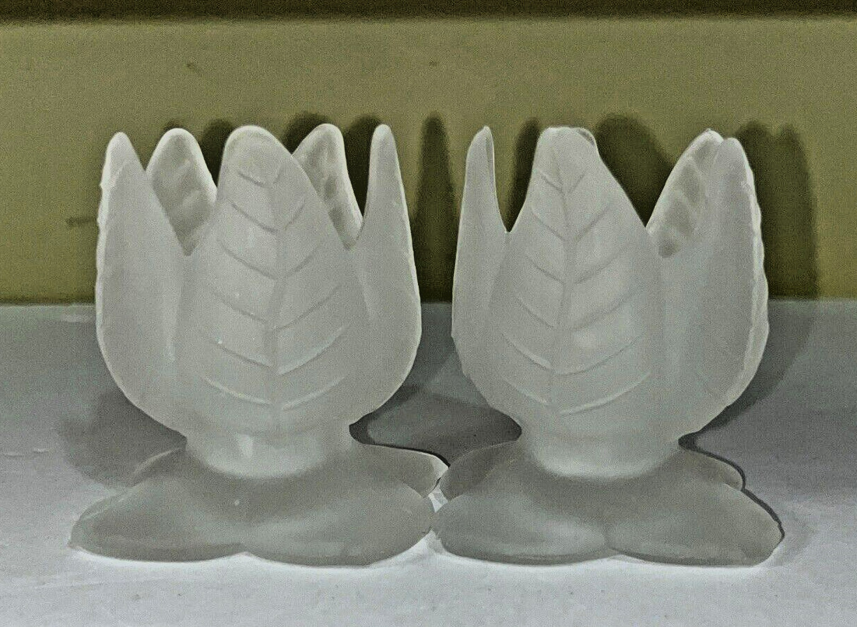 2 Frosted Tulip Candlestick Holders (Taiwan)