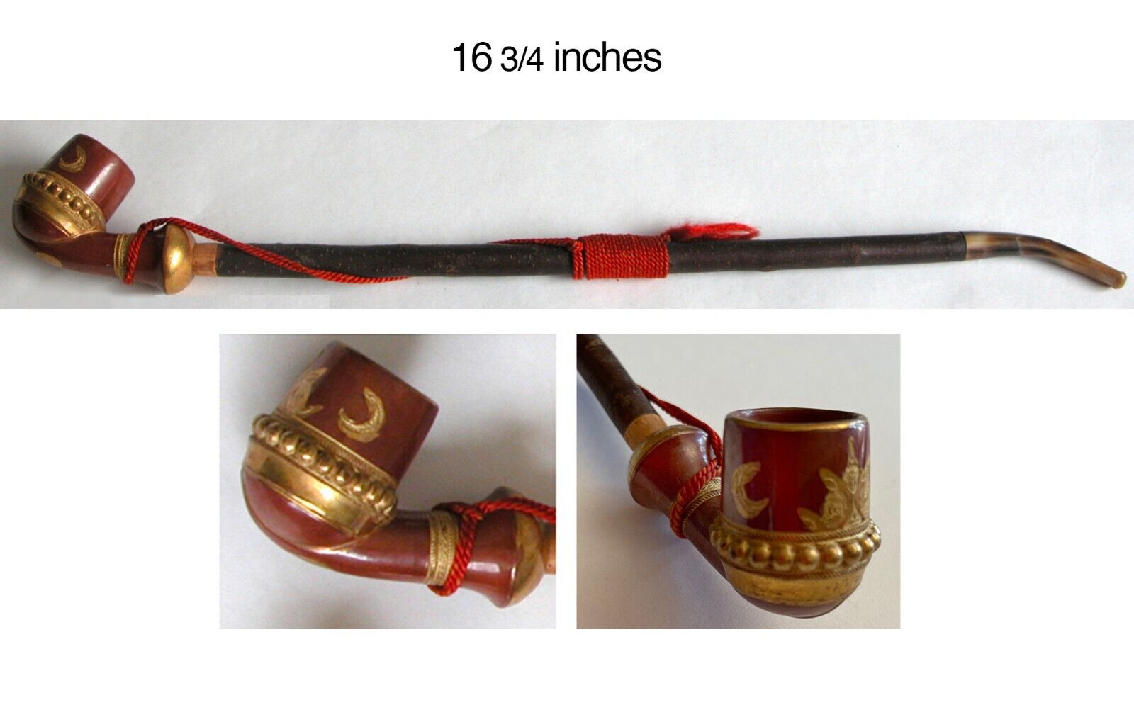 Antique Ottoman Turkish Tophane Red Clay Pipe, late 19th-early 20thC,  16-3/4\