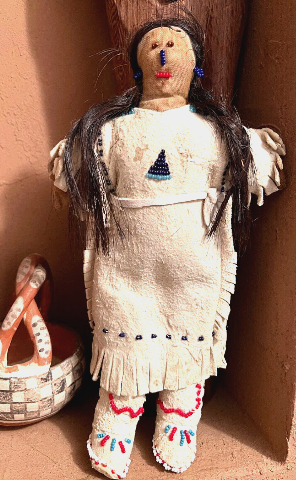 Beautiful Old Arapaho Doll Beaded Leather Native American Indian