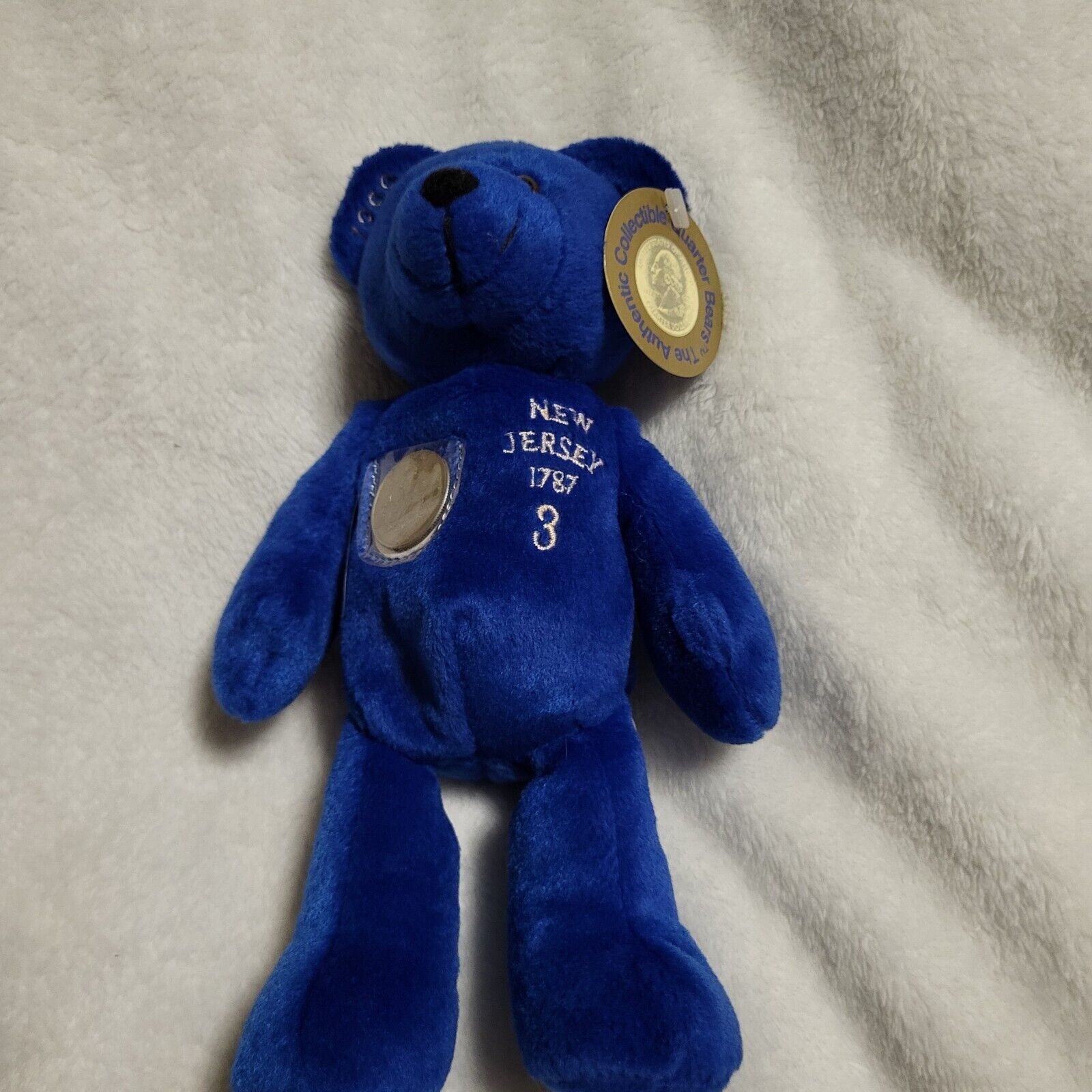 Timeless Toys Quarter Bear 1999 #3 New Jersey Plush Beanie Collectible