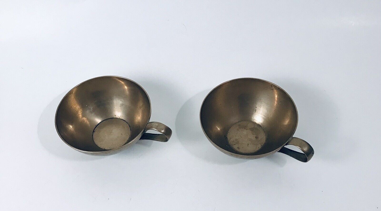 Vintage Brass Tea Cups D handle decorative heavy metal golden bronzed lot of 2