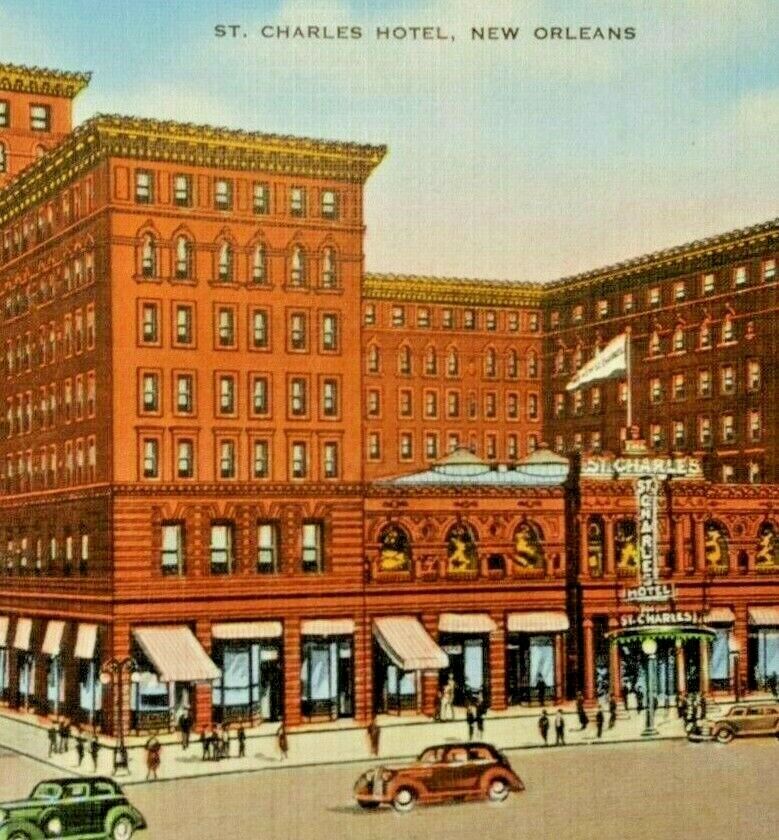 Vintage New Orleans La. Postcard Saint Charles Hotel Linen Post Card  