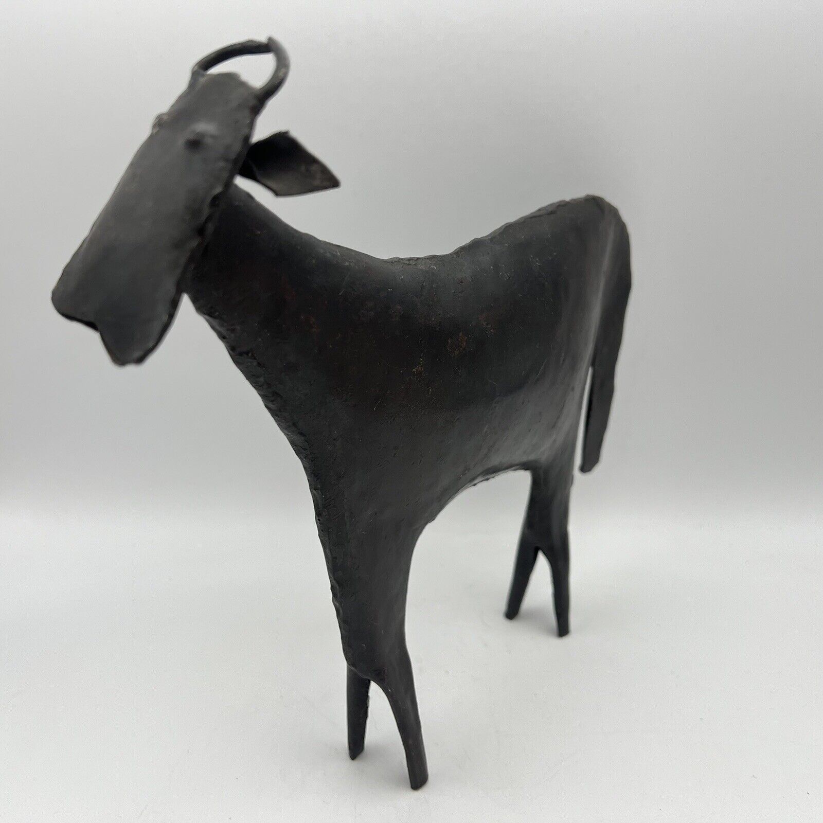 Vintage Abstract Cow Metal Sculpture Modern Contemporary Primitive
