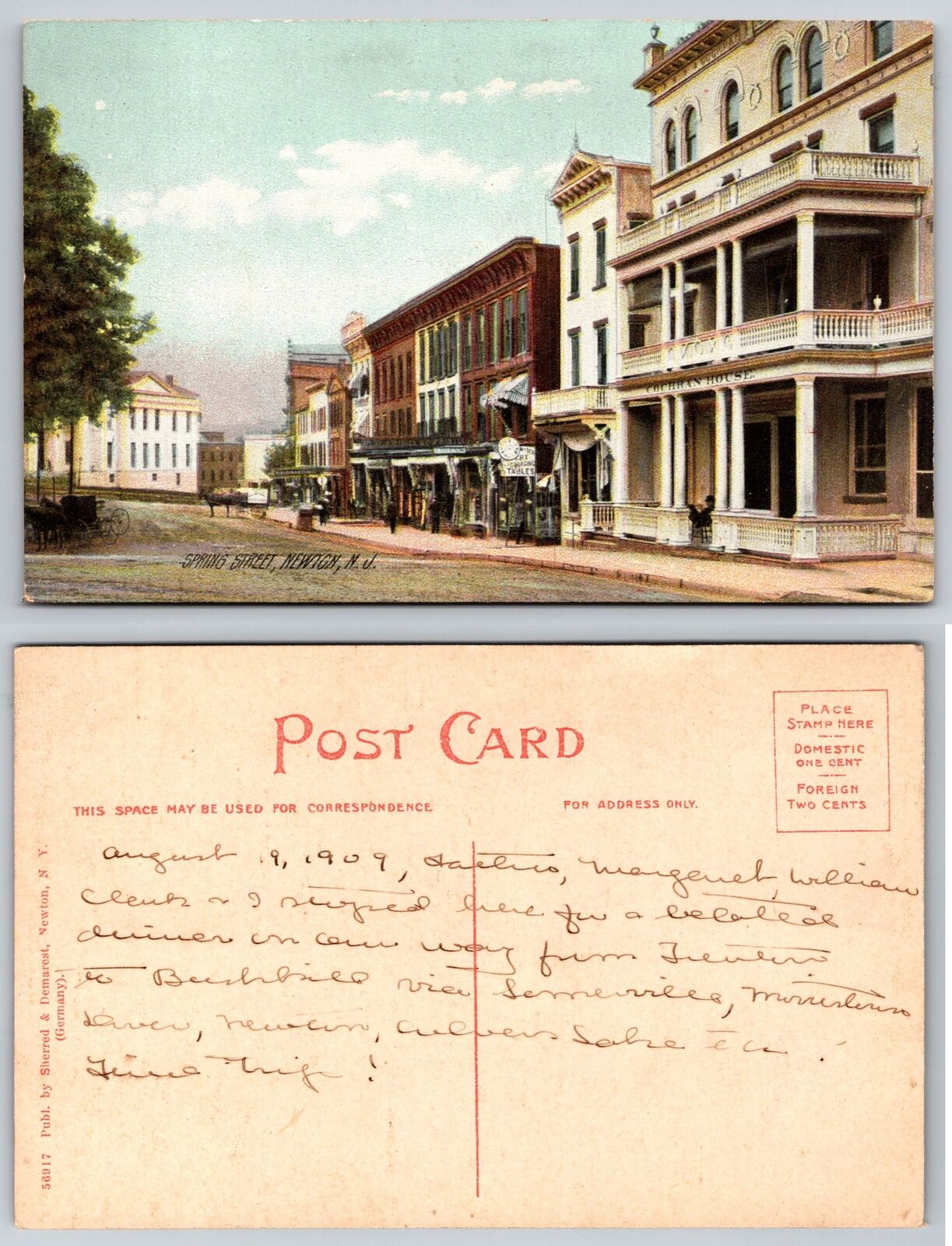 postcard - Spring Street, Newton, NJ - 1909