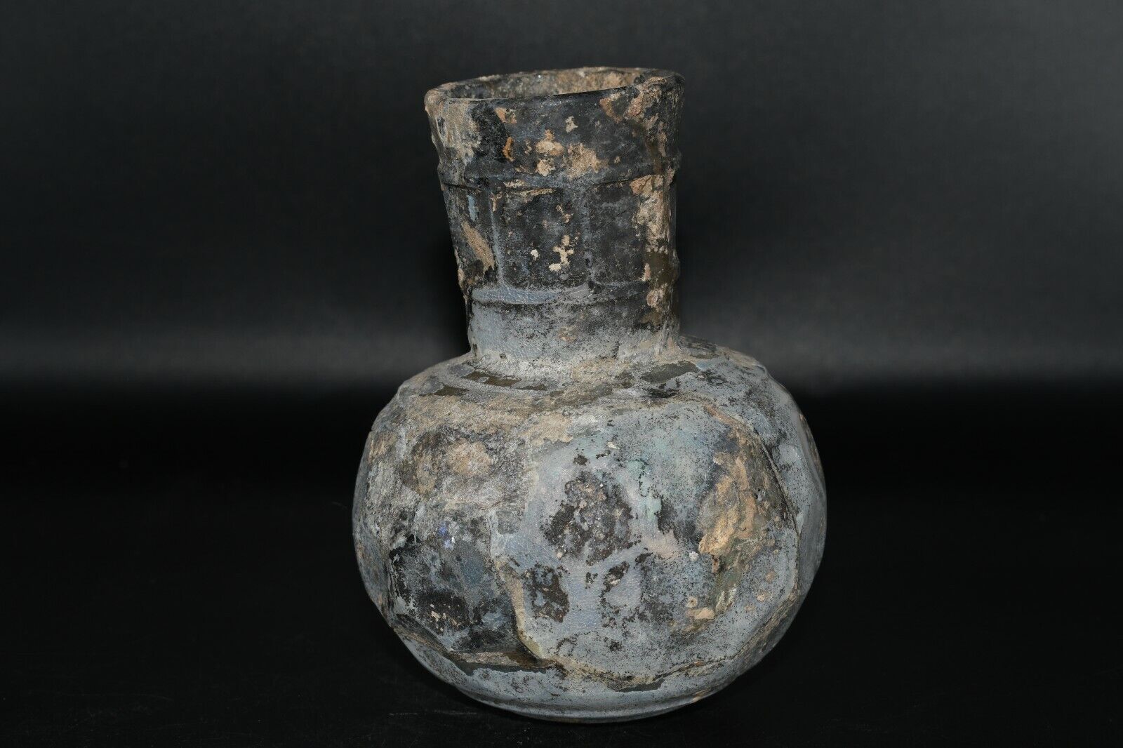 Ancient Sasanian Cut Glass Vase with Beautiful Color & Patina Ca. 6th Century AD