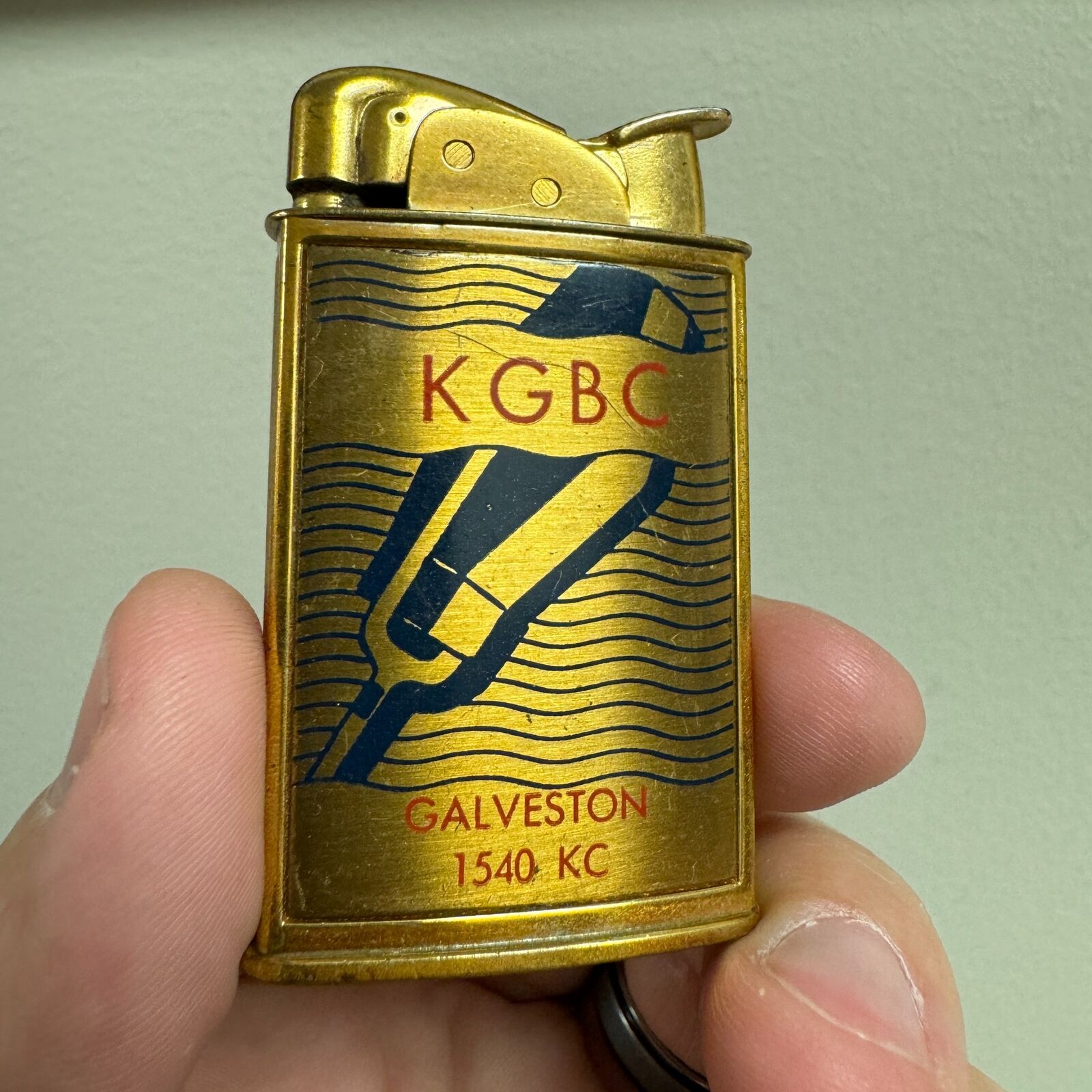 Vintage KGBC Radio GALVESTON, TX 1540 KC Advertising Lighter 