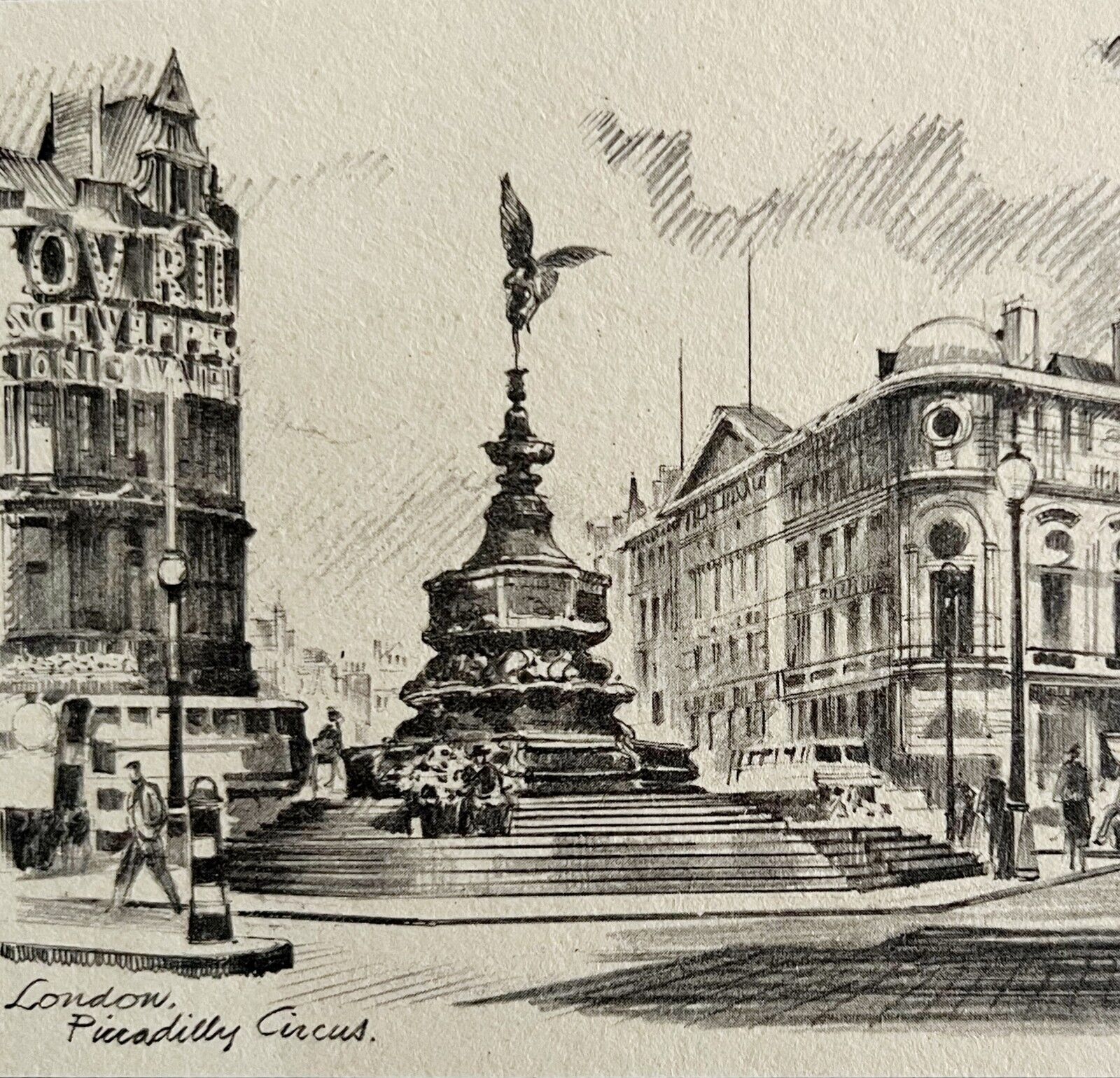 Piccadilly Circus Street View 1901 Victorian London Print Art DWFF10