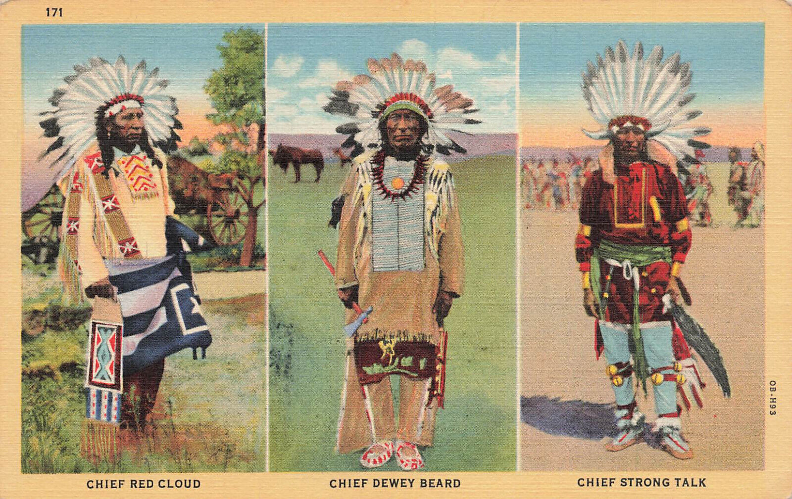 Postcard Chief Red Cloud Chief Dewey Beard Chief Strong Talk
